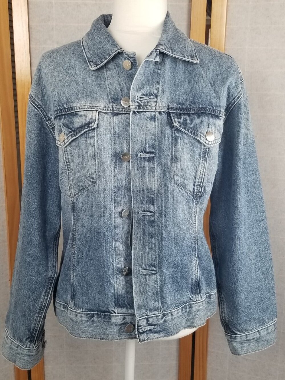 EmRata X AG Bell Fitted Denim Jacket Medium Wash Size Large